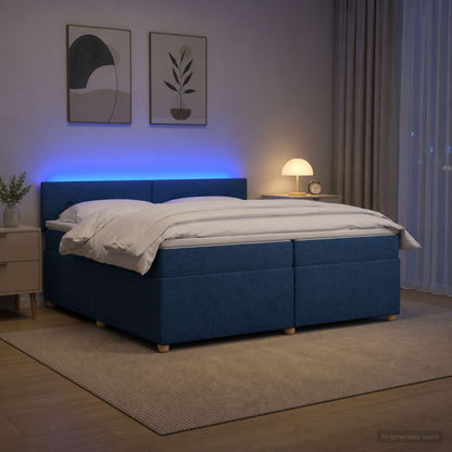 Letto box spring con materasso Blu 200 x 200 cm Tessuto