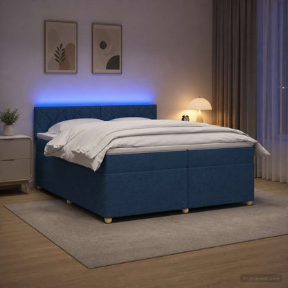 Letto box spring con materasso Blu 200 x 200 cm Tessuto