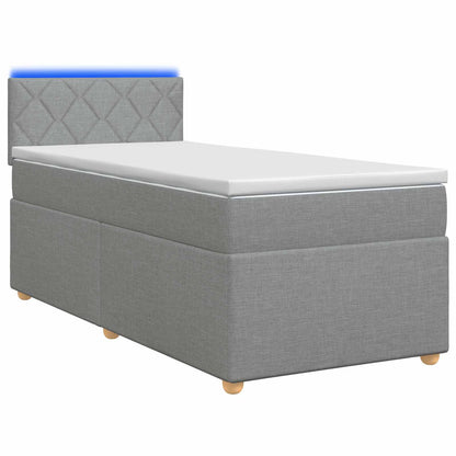 Letto con Box Spring, Materasso e LED Grigio Chiaro 90 x 190 cm