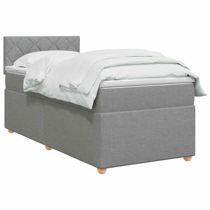 Letto con Box Spring, Materasso e LED Grigio Chiaro 90 x 190 cm
