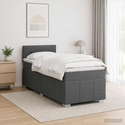 Letto box spring con materasso Grigio Scuro 80 x 200 cm Tessuto