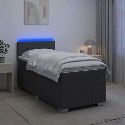 Letto box spring con materasso Grigio Scuro 80 x 200 cm Tessuto
