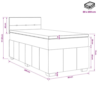 Letto box spring con materasso Nero 80 x 200 cm Tessuto | homemem39