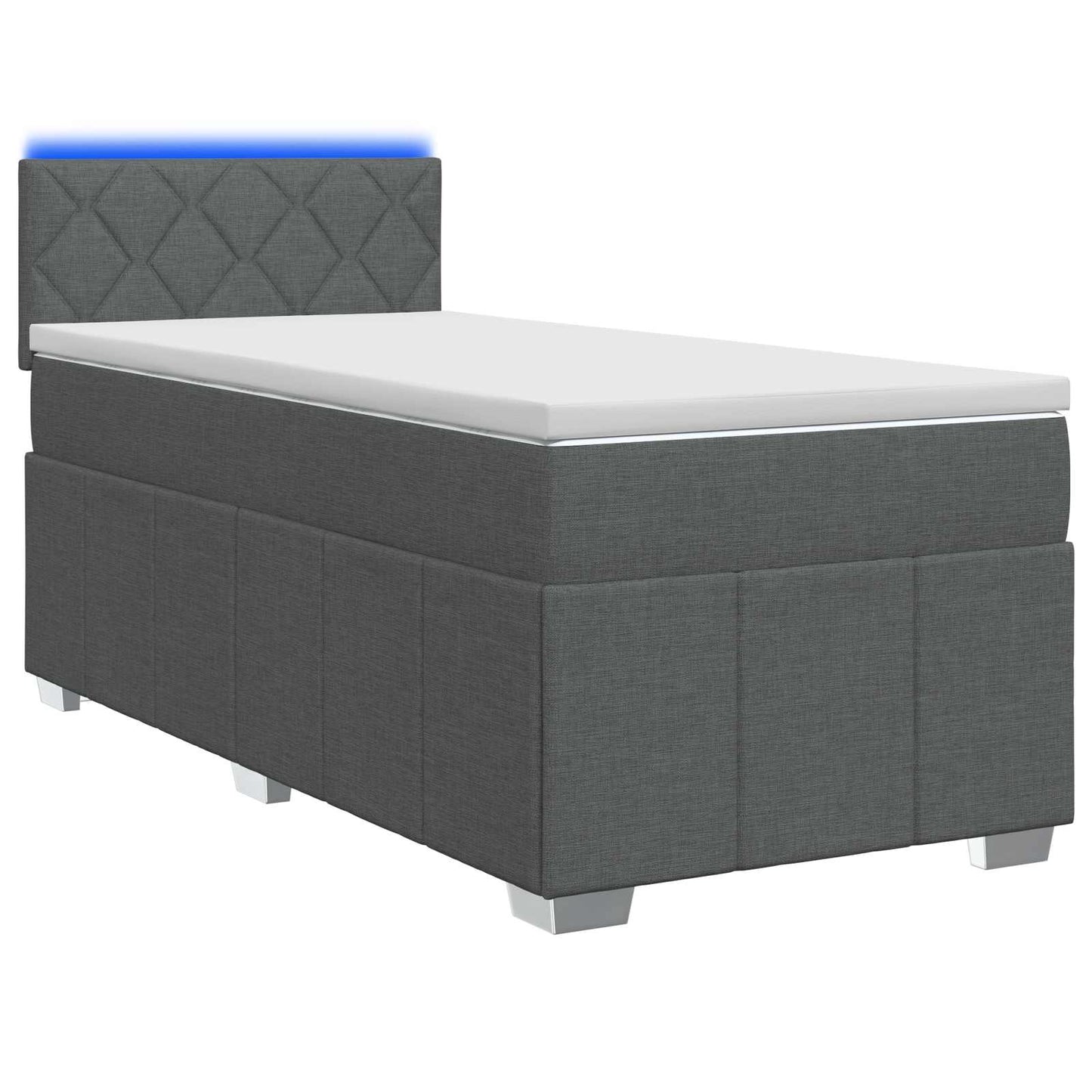 Letto box spring con materasso Grigio Scuro 80 x 200 cm Tessuto | homemem39