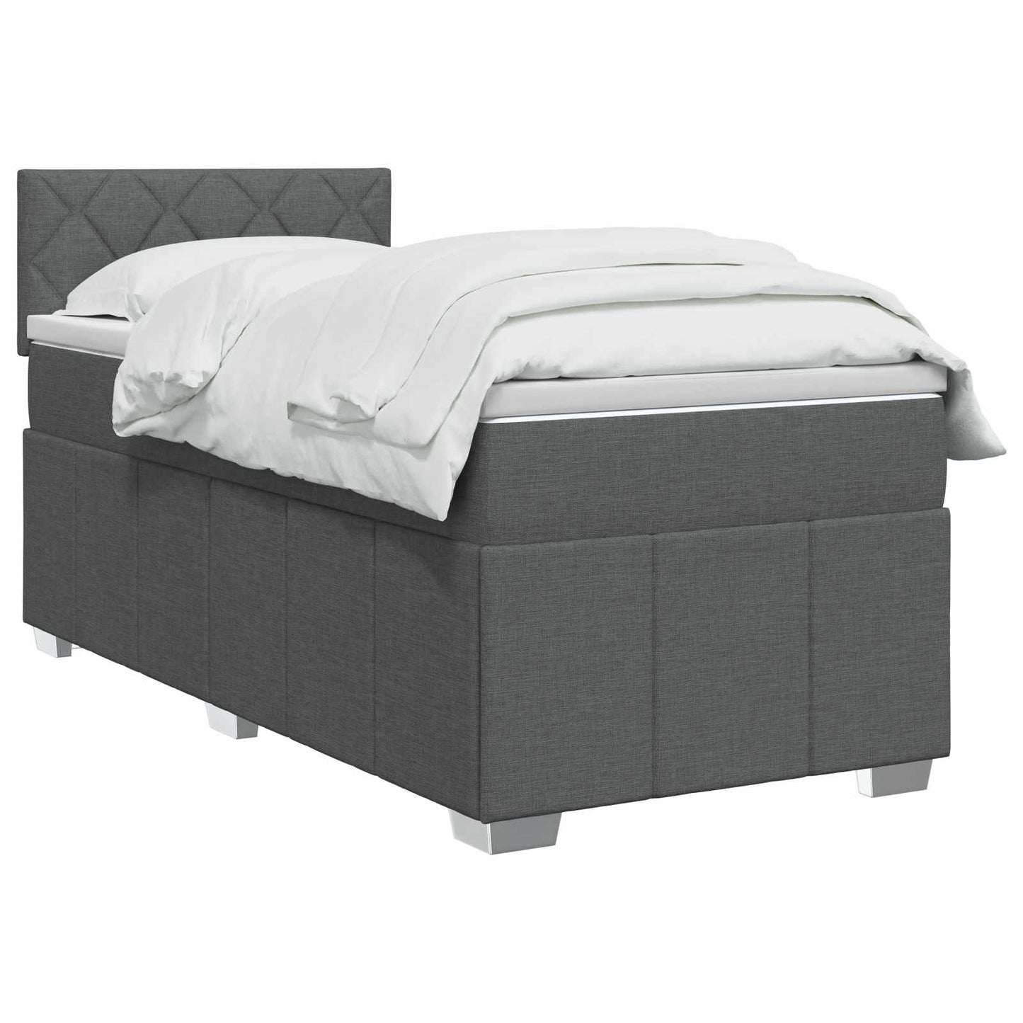 Letto box spring con materasso Grigio Scuro 80 x 200 cm Tessuto | homemem39