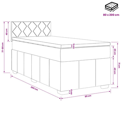 Letto box spring con materasso Nero 80 x 200 cm Tessuto | homemem39