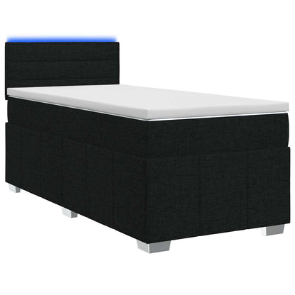 Letto box spring con materasso Nero 90 x 190 cm Tessuto