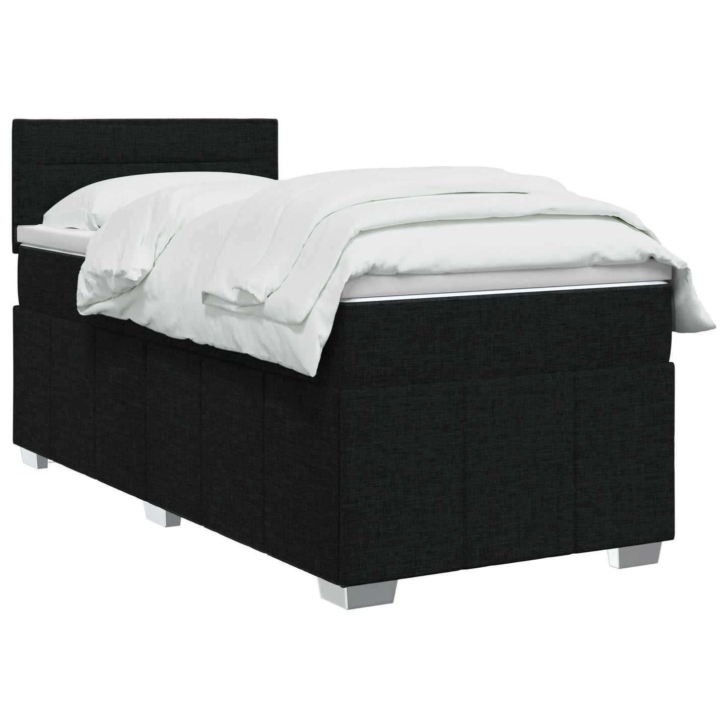 Letto box spring con materasso Nero 90 x 190 cm Tessuto | homemem39