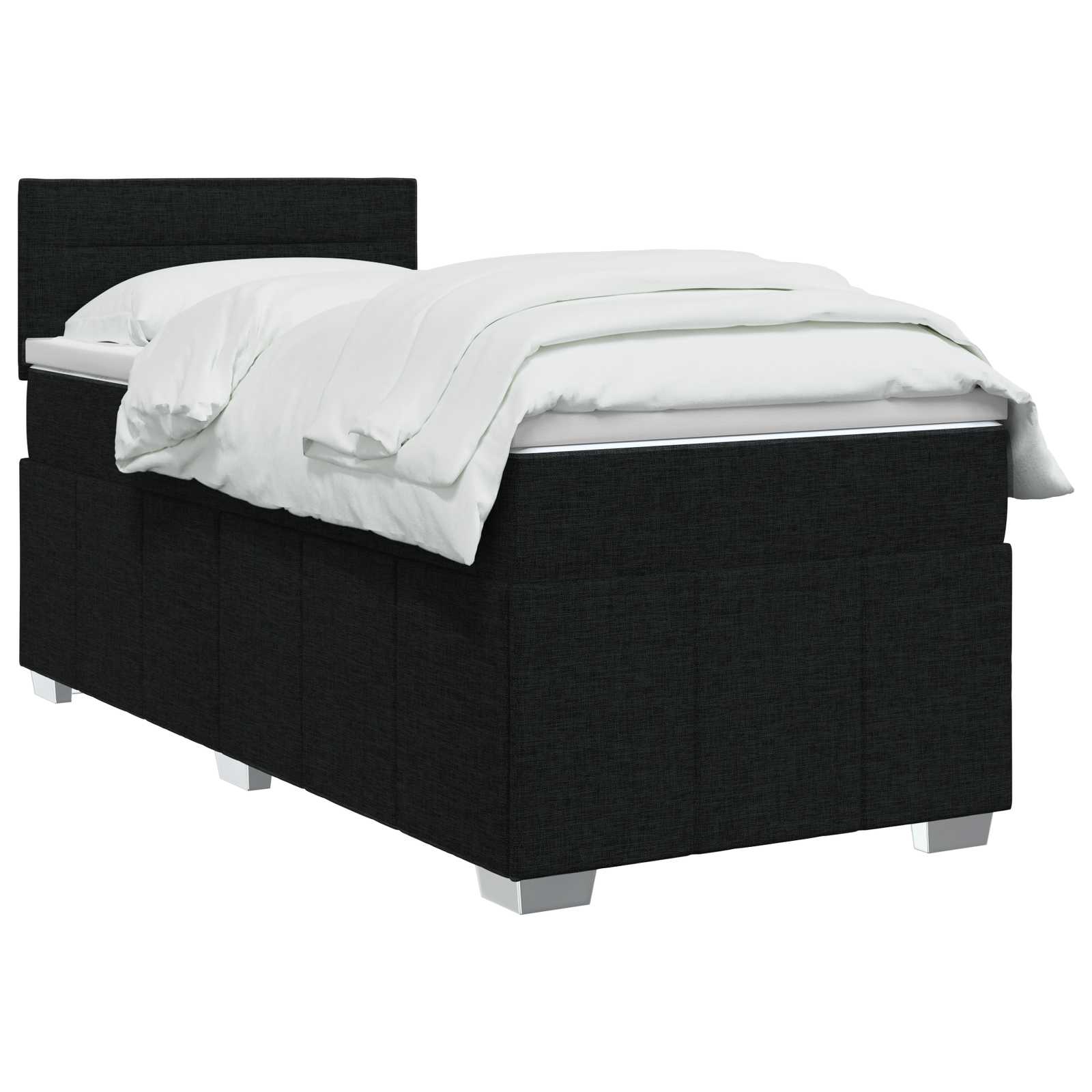 Letto box spring con materasso Nero 90 x 190 cm Tessuto | homemem39