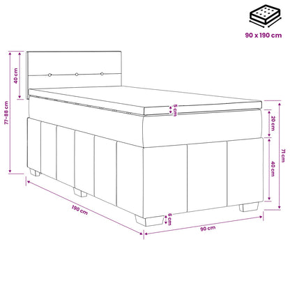 Letto box spring con materasso Grigio Chiaro 90 x 190 cm | homemem39