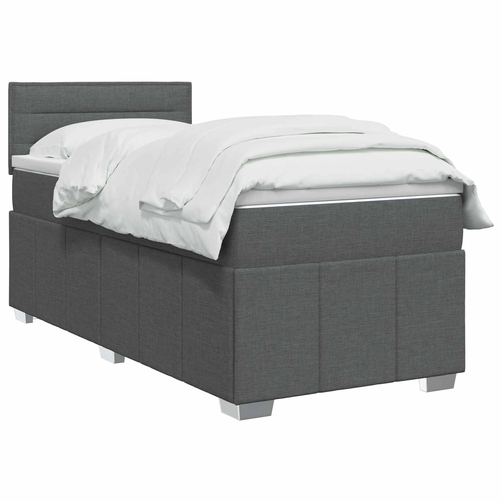 Letto box spring con materasso Grigio Scuro 90 x 200 cm Tessuto | homemem39