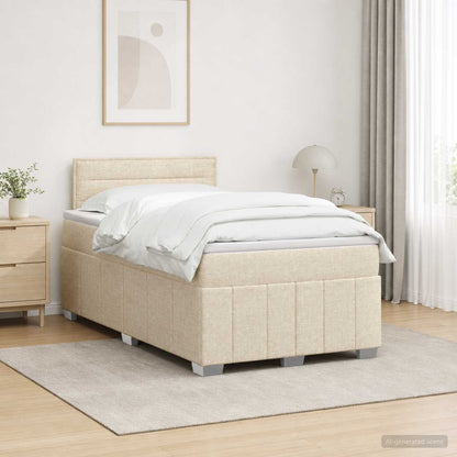 Letto box spring con materasso Crema 120 x 200 cm Tessuto