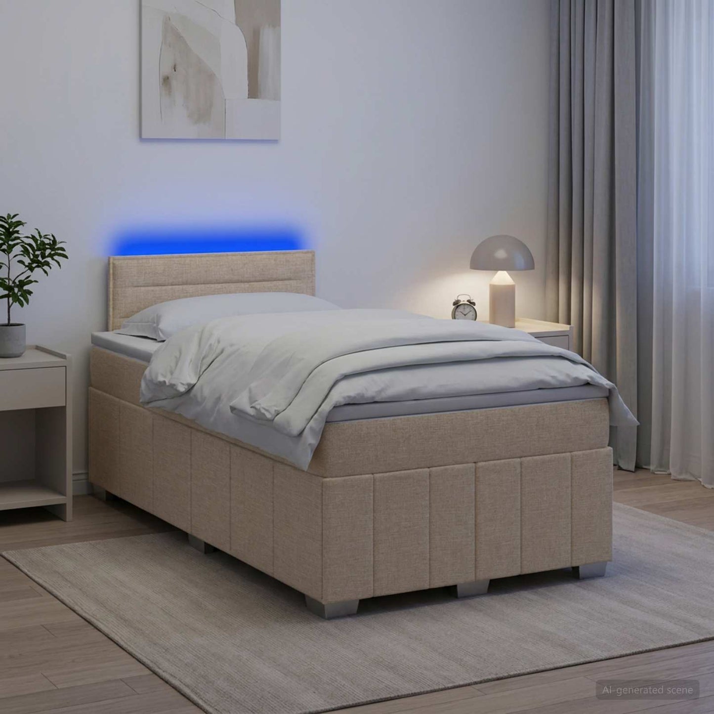 Letto box spring con materasso Crema 120 x 200 cm Tessuto