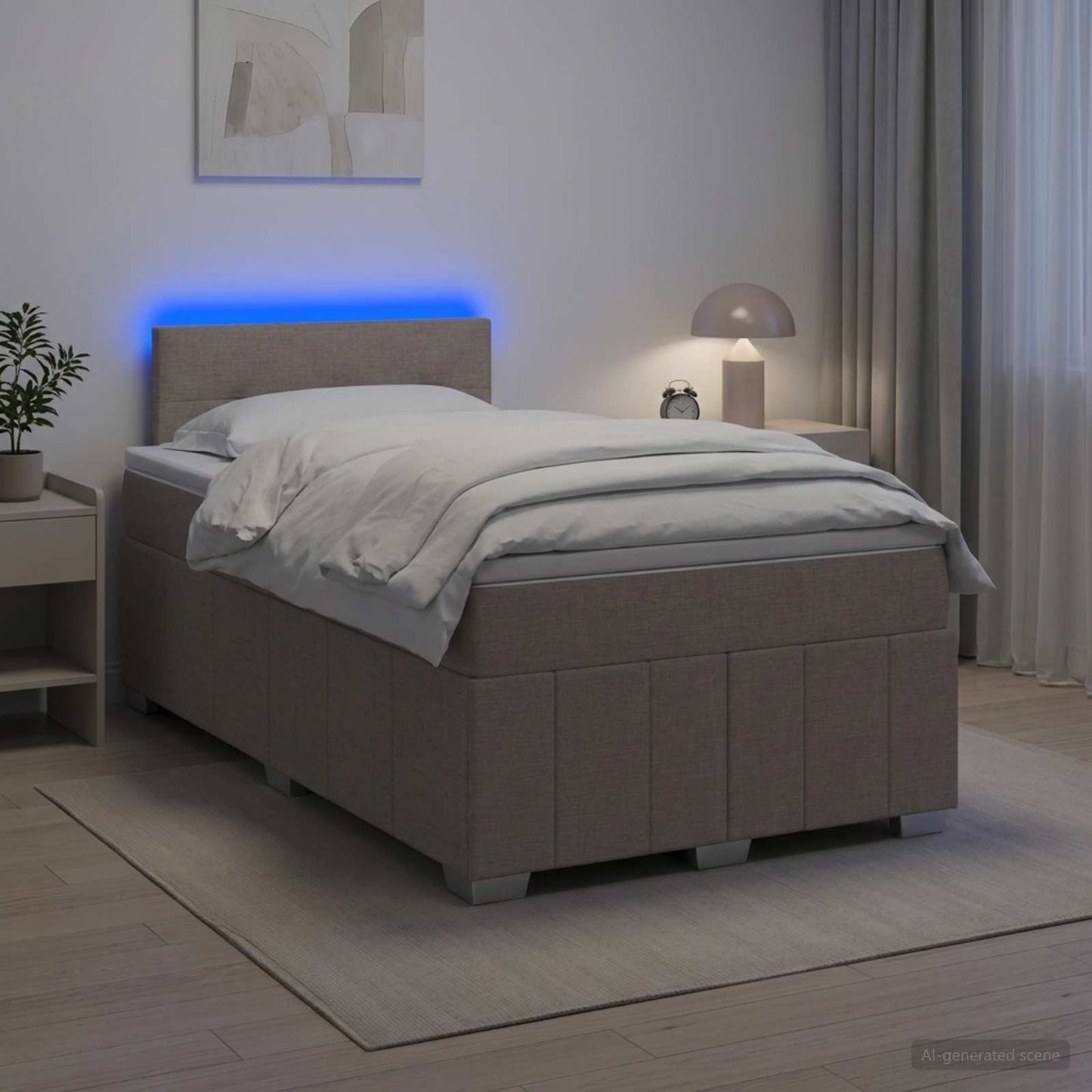 Letto box spring con materasso Tortora 120 x 200 cm Tessuto | homemem39