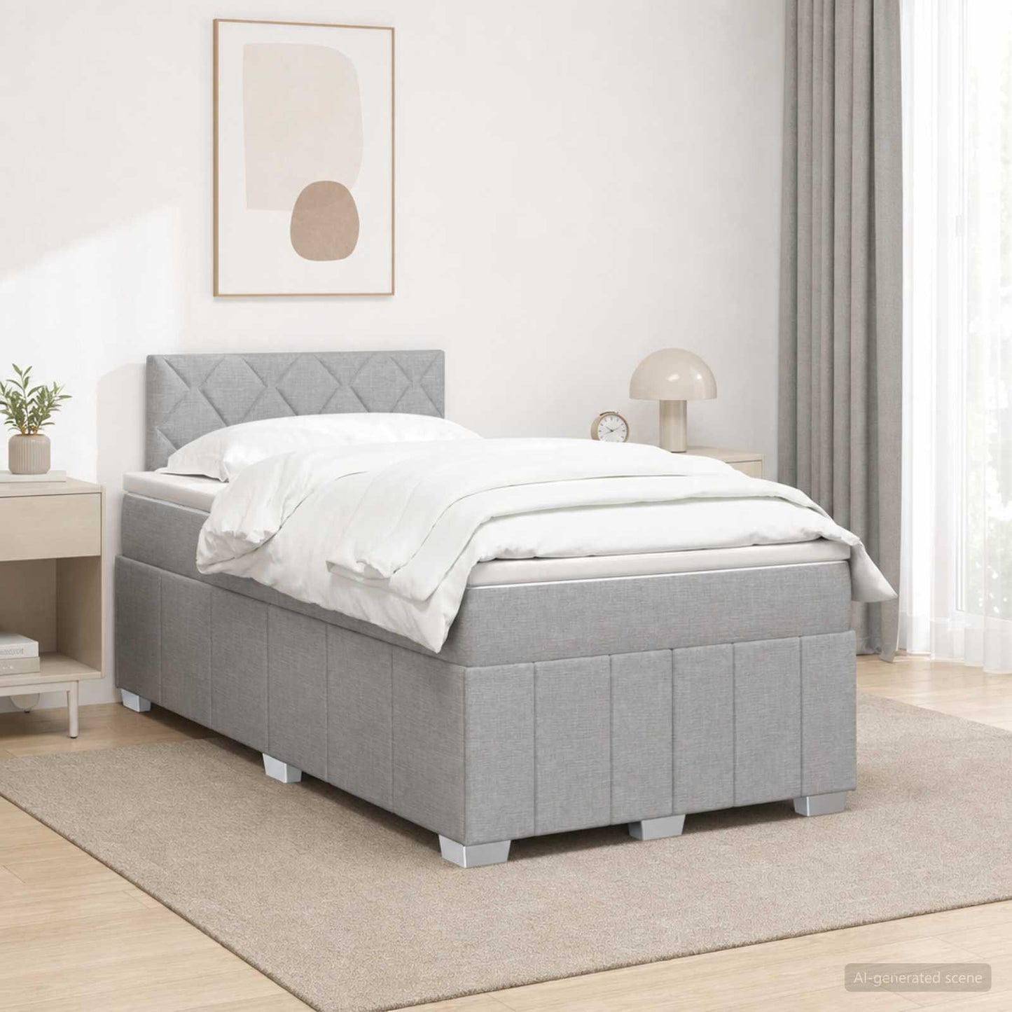 Letto box spring con materasso Grigio Chiaro 120 x 200 cm | homemem39
