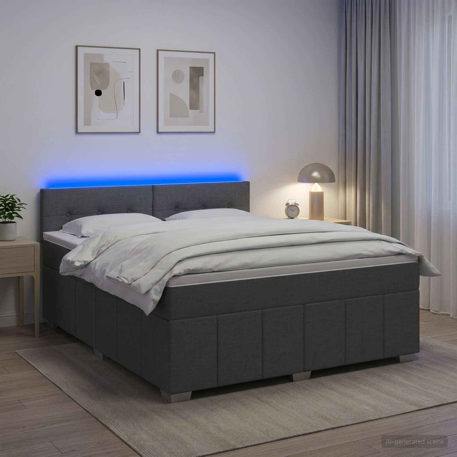 Letto box spring con materasso Grigio Scuro 180 x 200 cm | homemem39