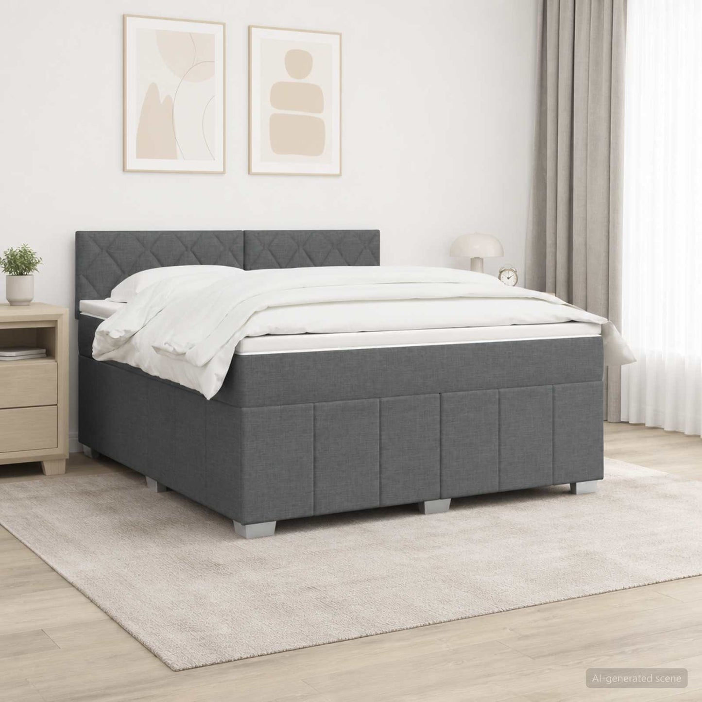 Letto box spring con materasso Grigio Scuro 160 x 200 cm | homemem39