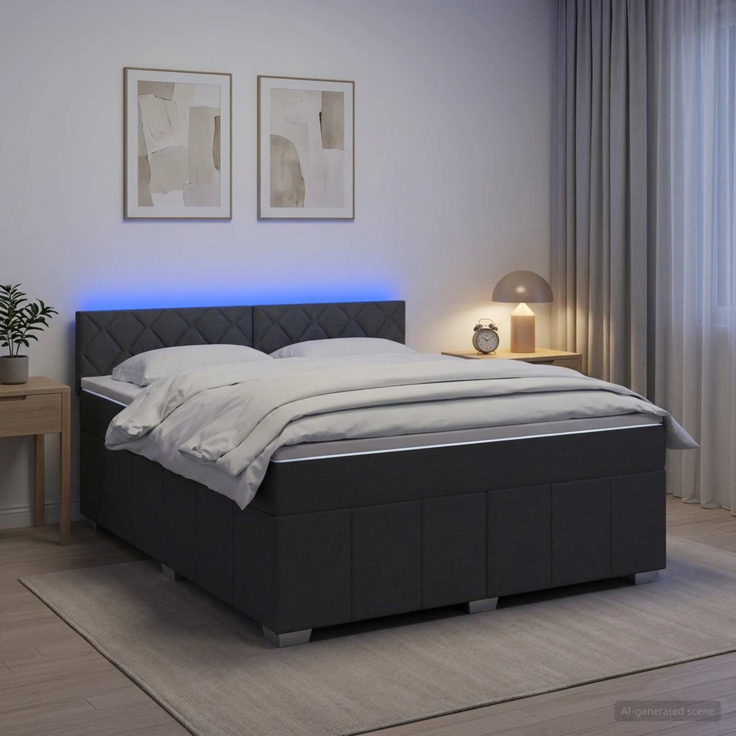 Letto box spring con materasso Grigio Scuro 160 x 200 cm | homemem39
