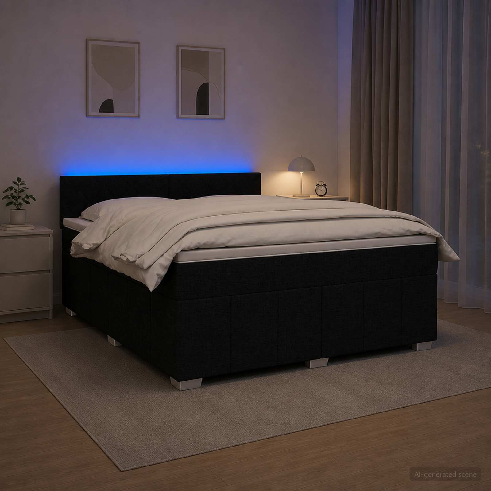 Letto box spring con materasso Nero 140 x 190 cm Tessuto | homemem39