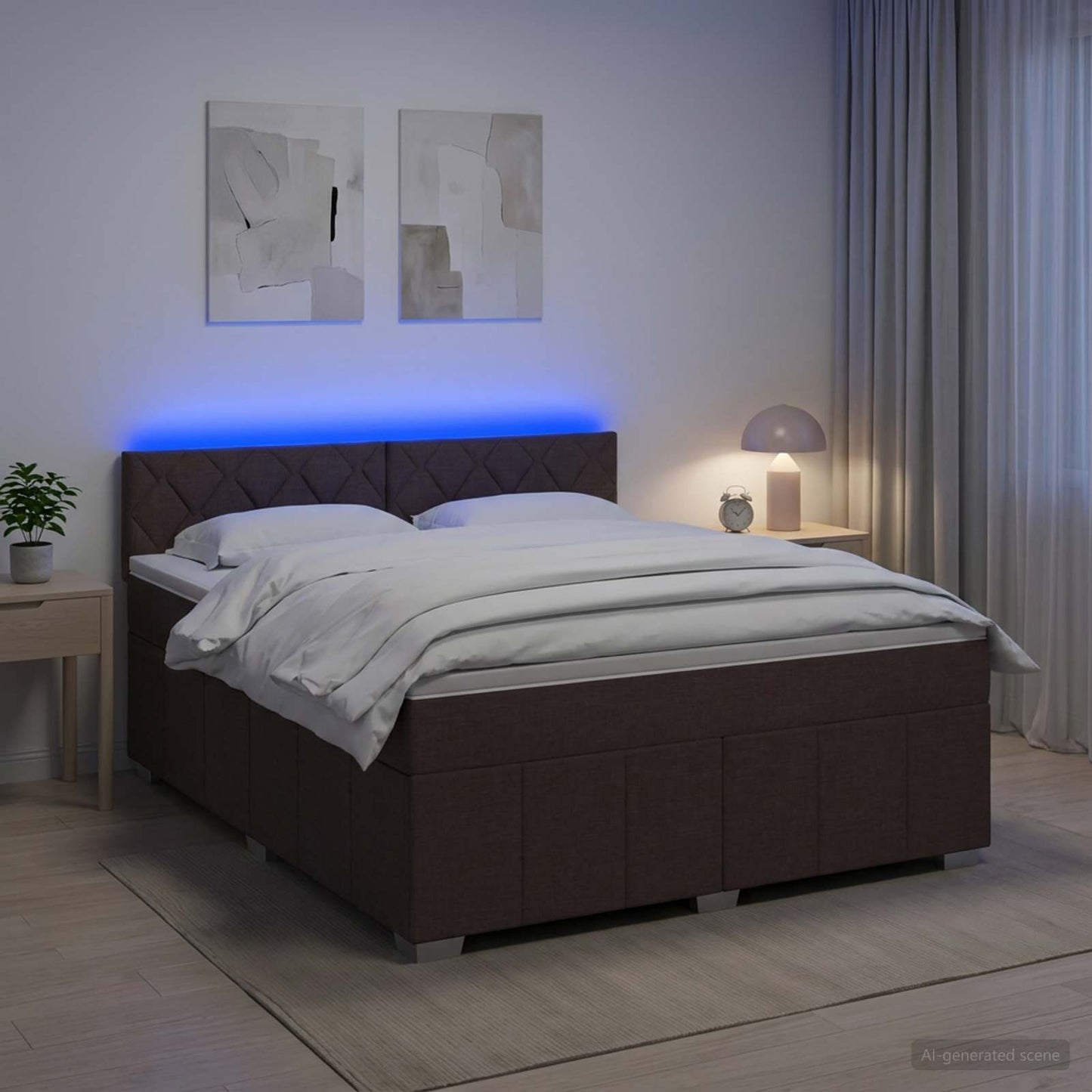 Letto box spring con materasso Marrone Scuro 140 x 200 cm | homemem39