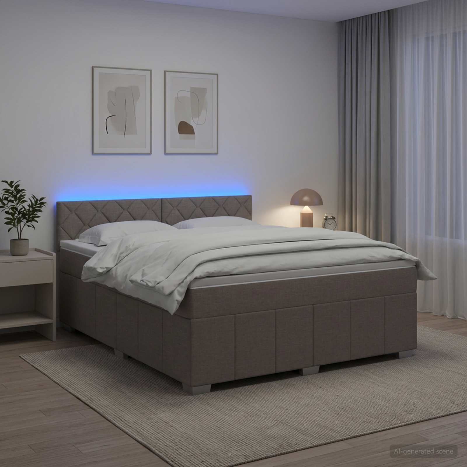 Letto box spring con materasso Tortora 140 x 200 cm Tessuto | homemem39