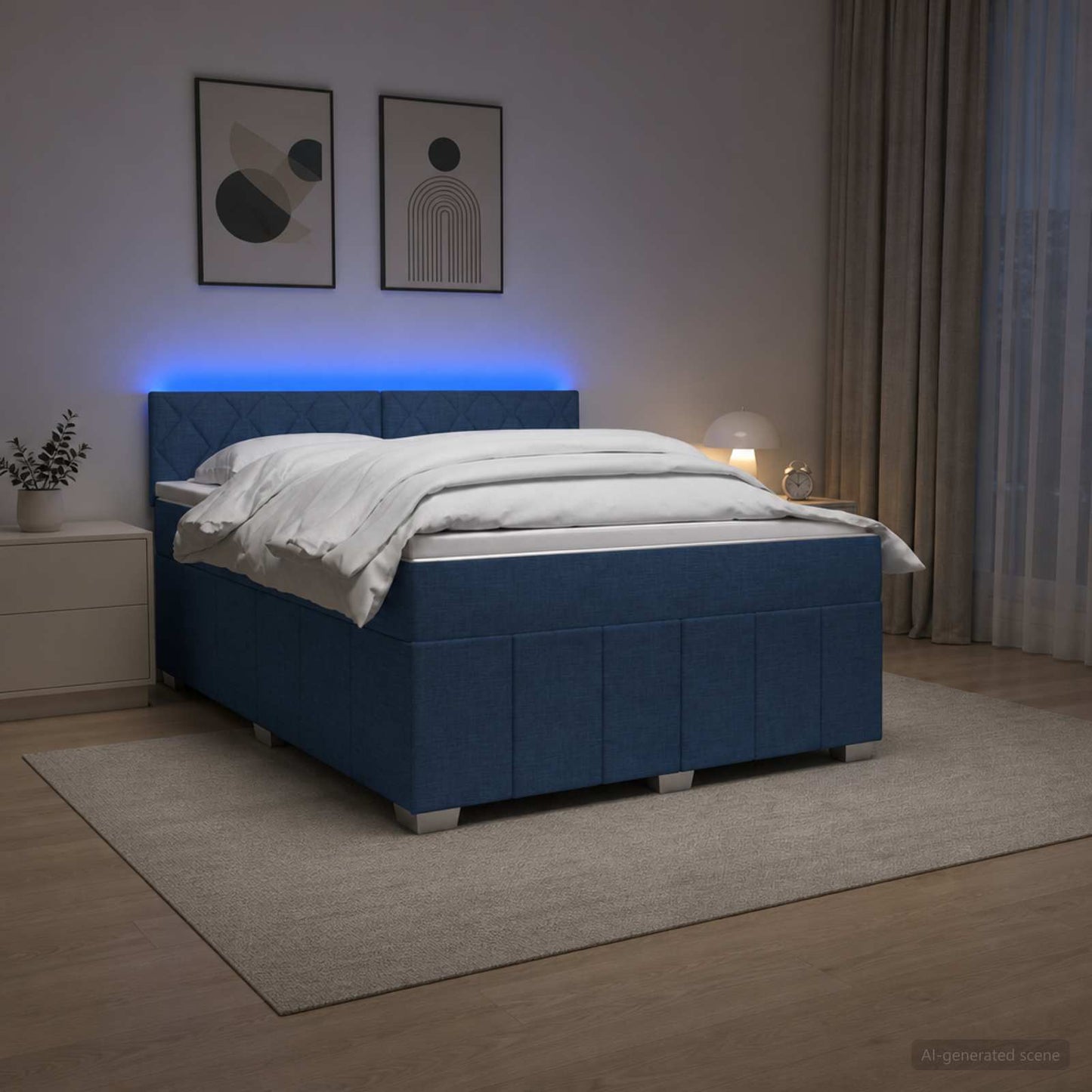 Letto box spring con materasso Blu 160 x 200 cm Tessuto | homemem39