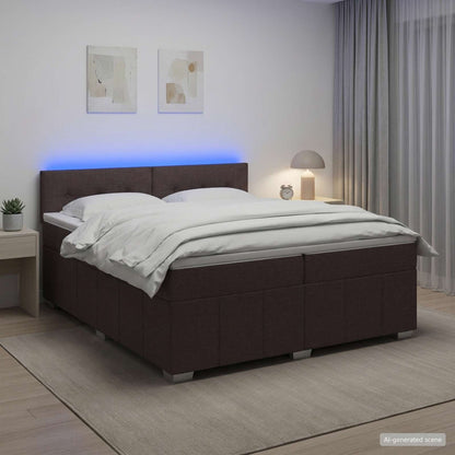 Letto box spring con materasso Marrone Scuro 200 x 200 cm