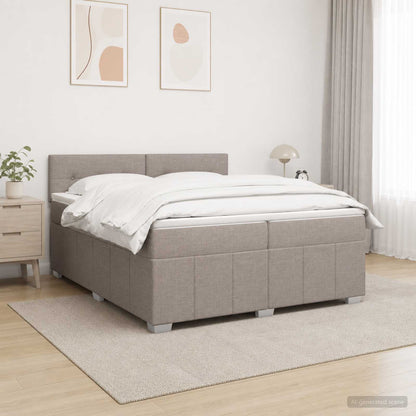 Letto box spring con materasso Tortora 200 x 200 cm Tessuto