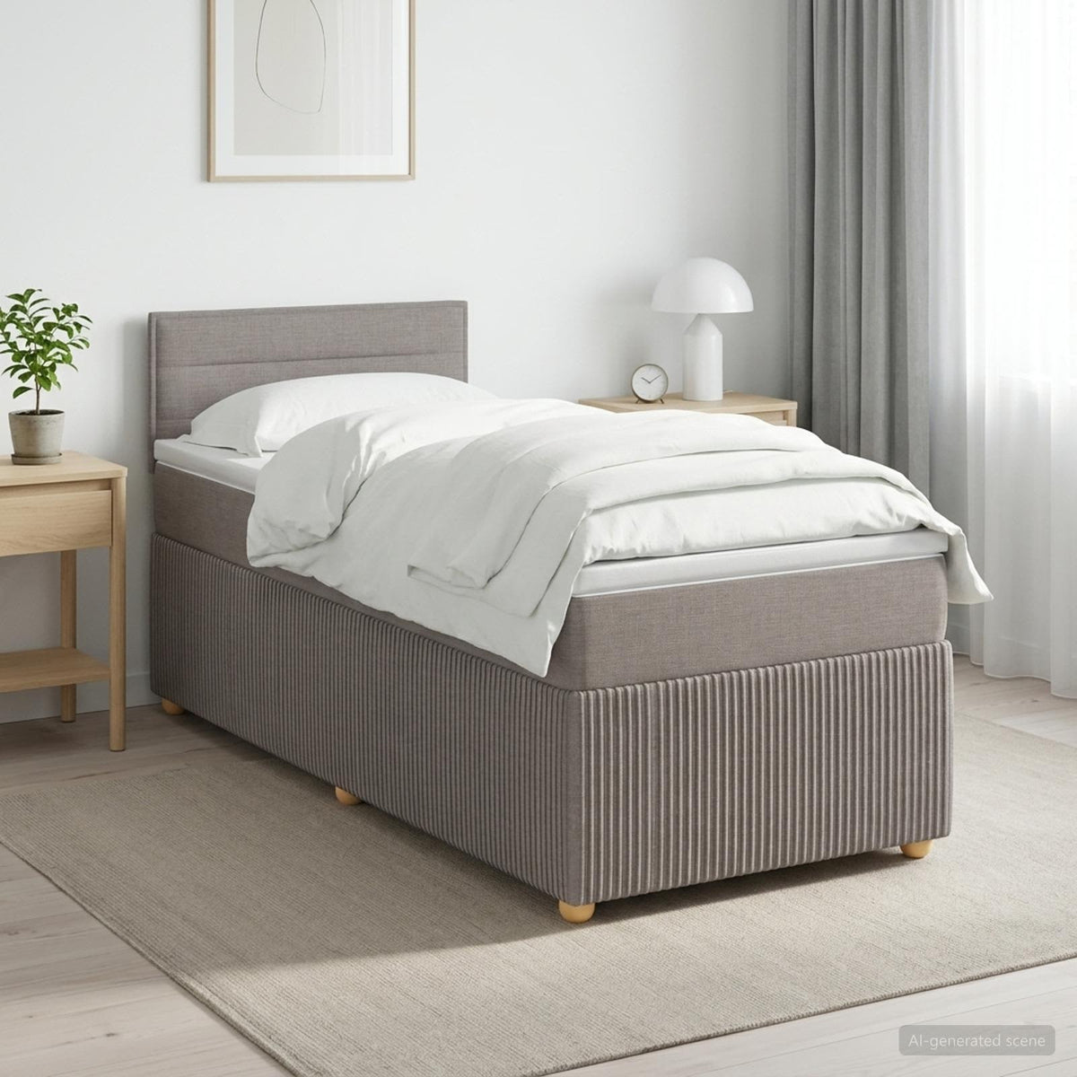 Letto box spring con materasso Tortora 90 x 190 cm Tessuto | homemem39