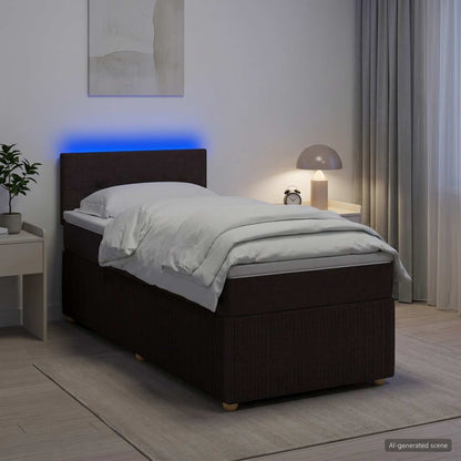 Letto box spring con materasso Marrone Scuro 90 x 190 cm