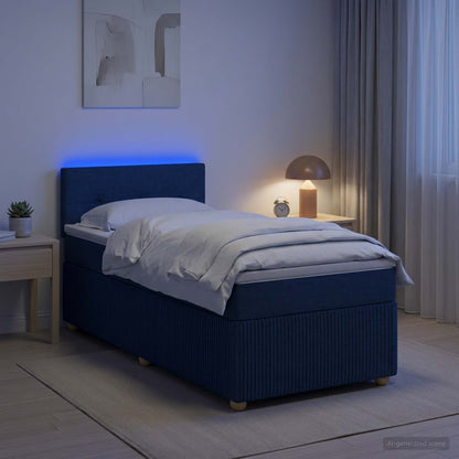 Letto box spring con materasso Blu 100 x 200 cm Tessuto | homemem39