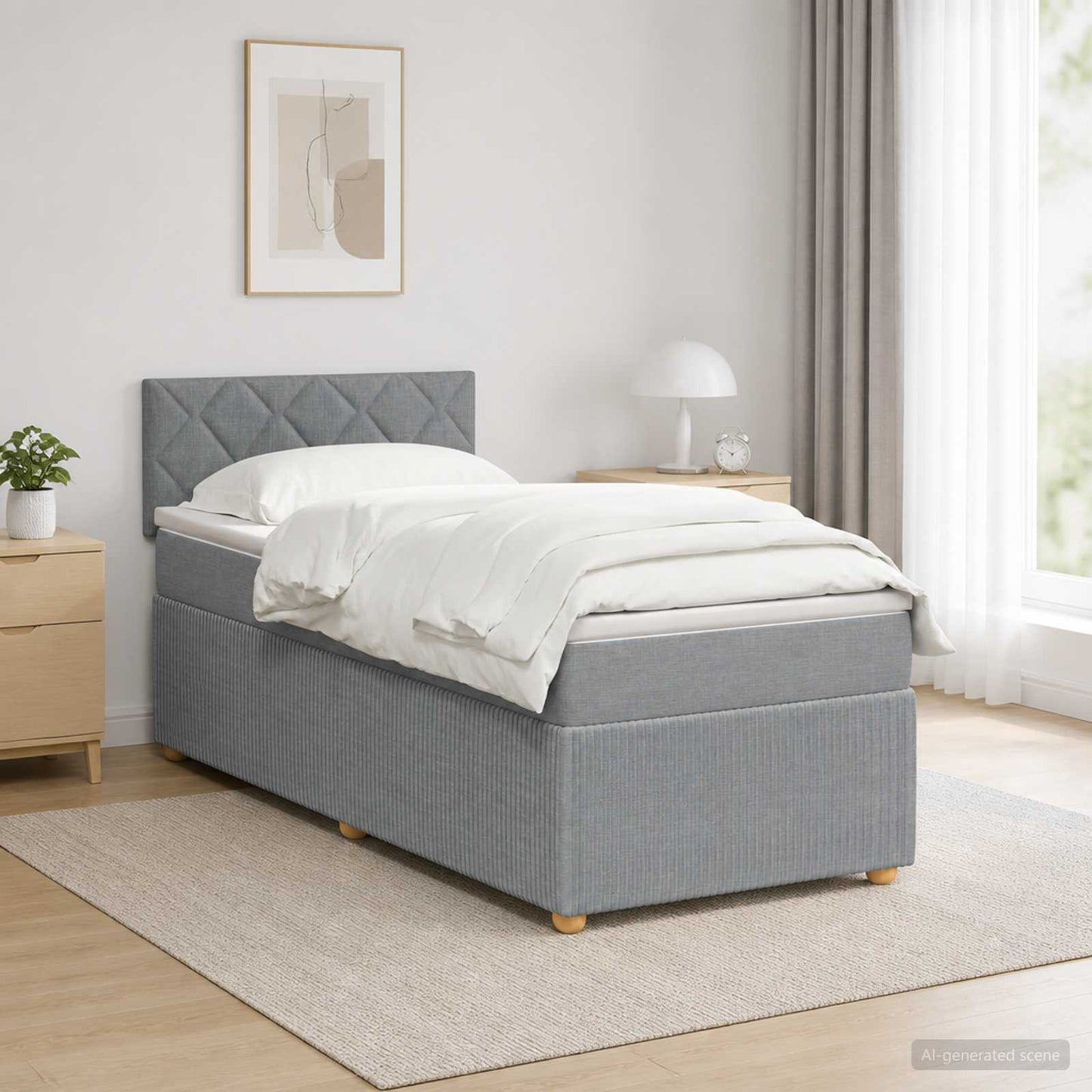 Letto box spring con materasso Grigio Chiaro 100 x 200 cm | homemem39