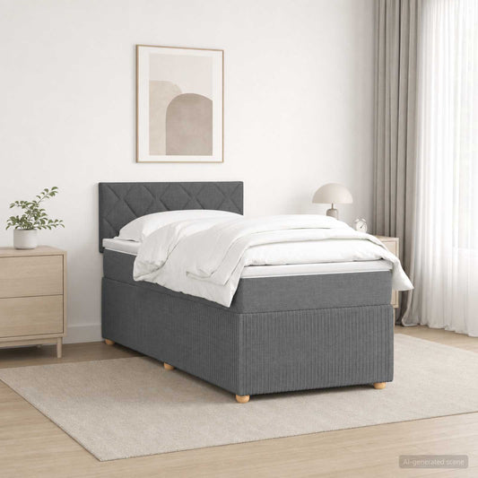 Letto box spring con materasso Grigio Scuro 80 x 200 cm Tessuto - homemem39