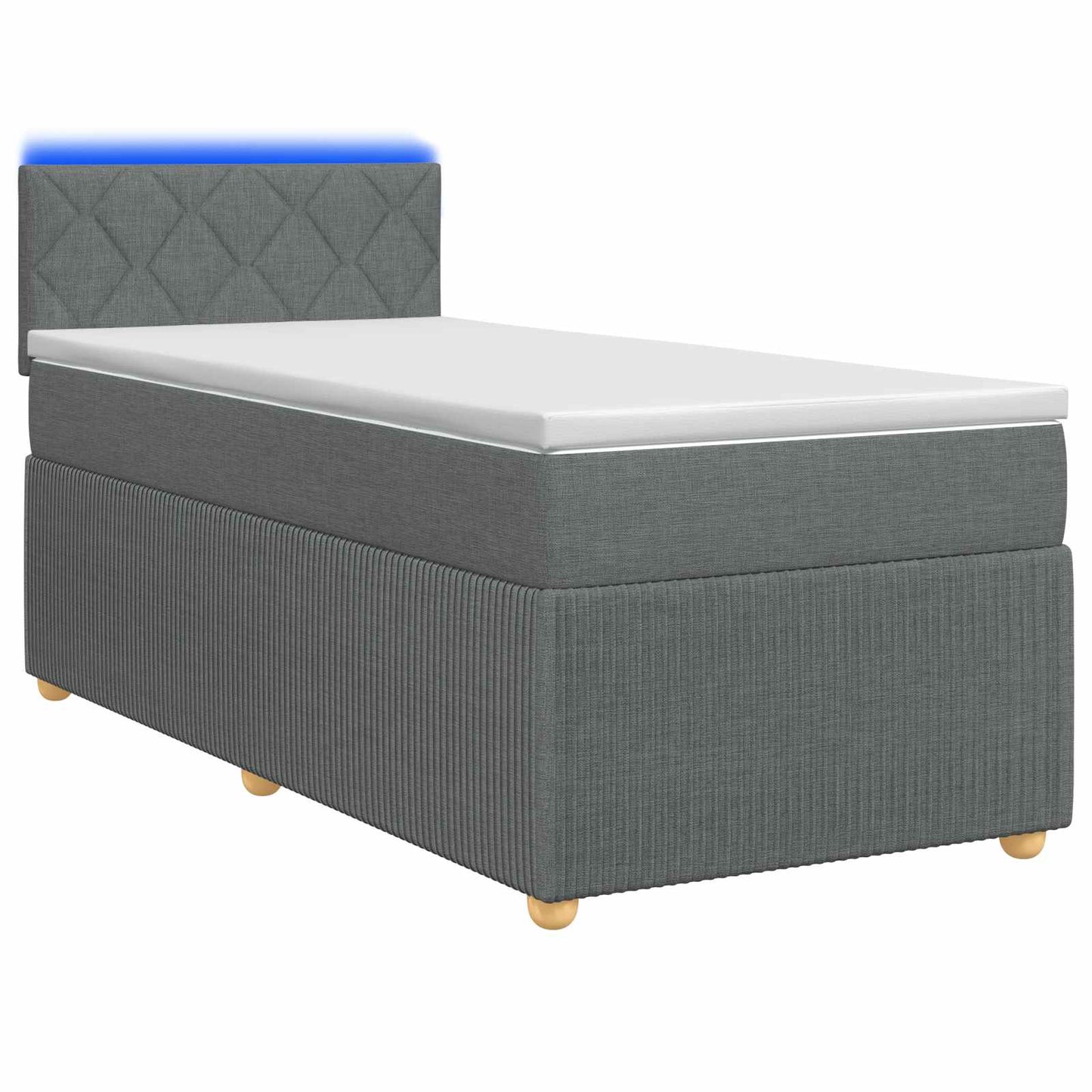Letto box spring con materasso Grigio Scuro 80 x 200 cm Tessuto