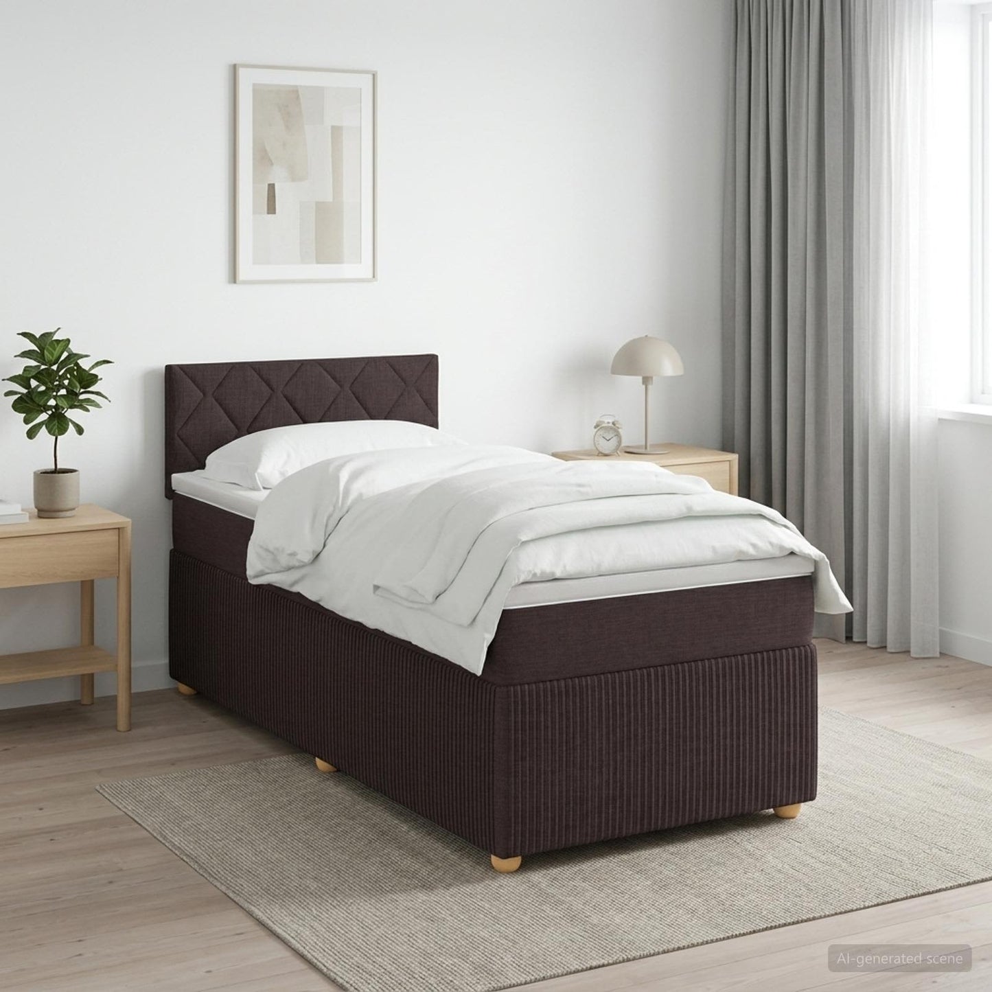 Letto box spring con materasso Marrone Scuro 80 x 200 cm