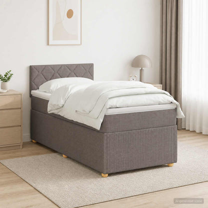 Letto box spring con materasso Tortora 80 x 200 cm Tessuto
