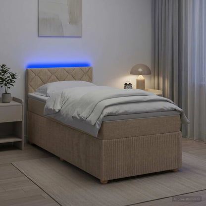 Letto box spring con materasso Crema 90 x 190 cm Tessuto
