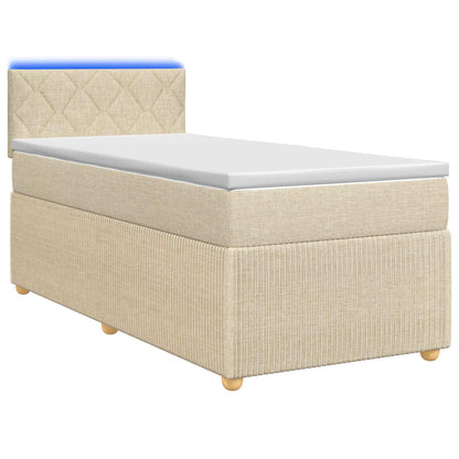 Letto box spring con materasso Crema 90 x 190 cm Tessuto