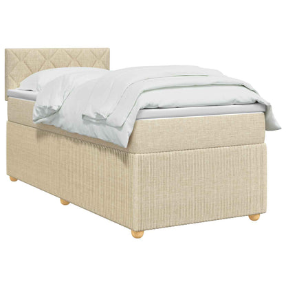 Letto box spring con materasso Crema 90 x 190 cm Tessuto