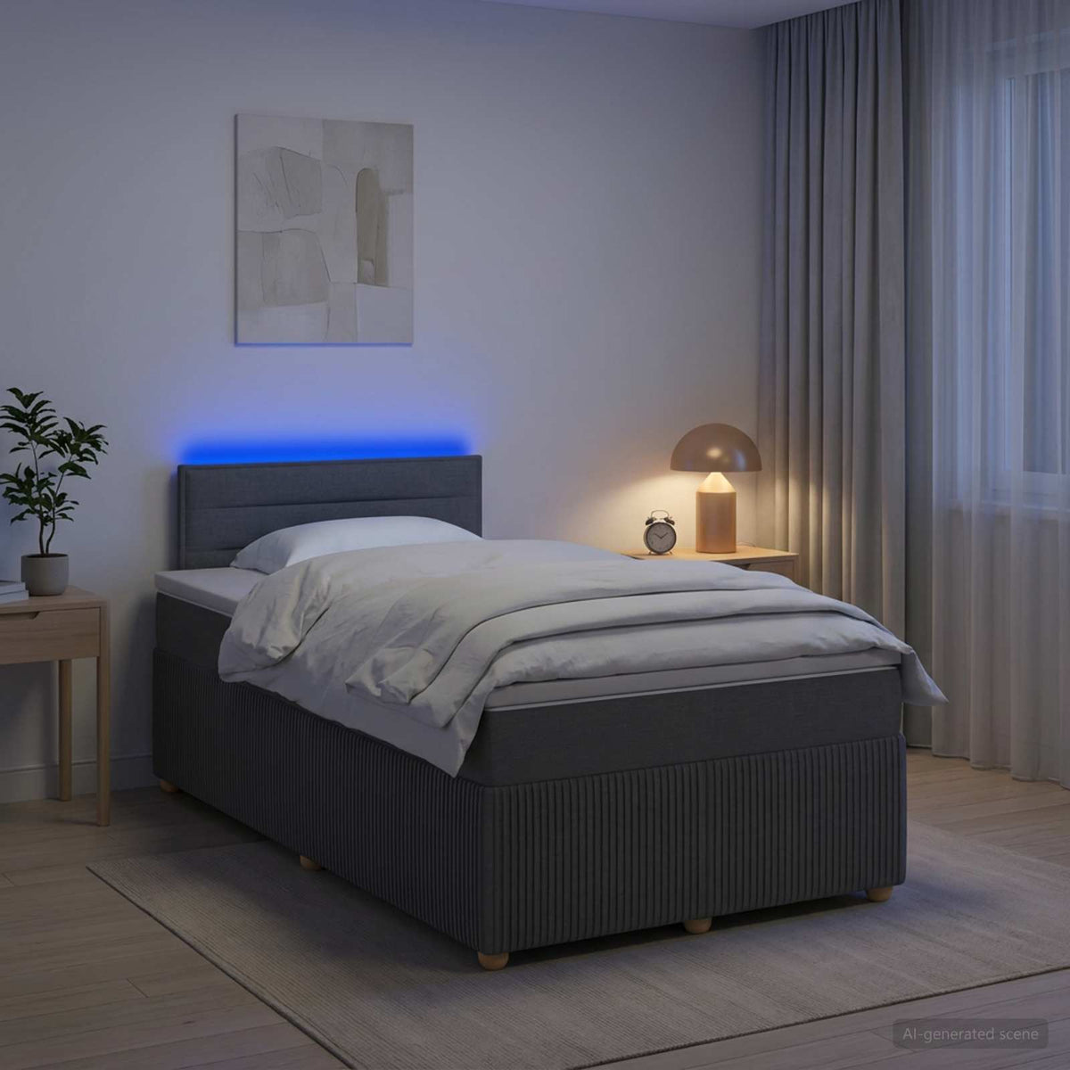 Letto box spring con materasso Grigio Scuro 120 x 190 cm | homemem39
