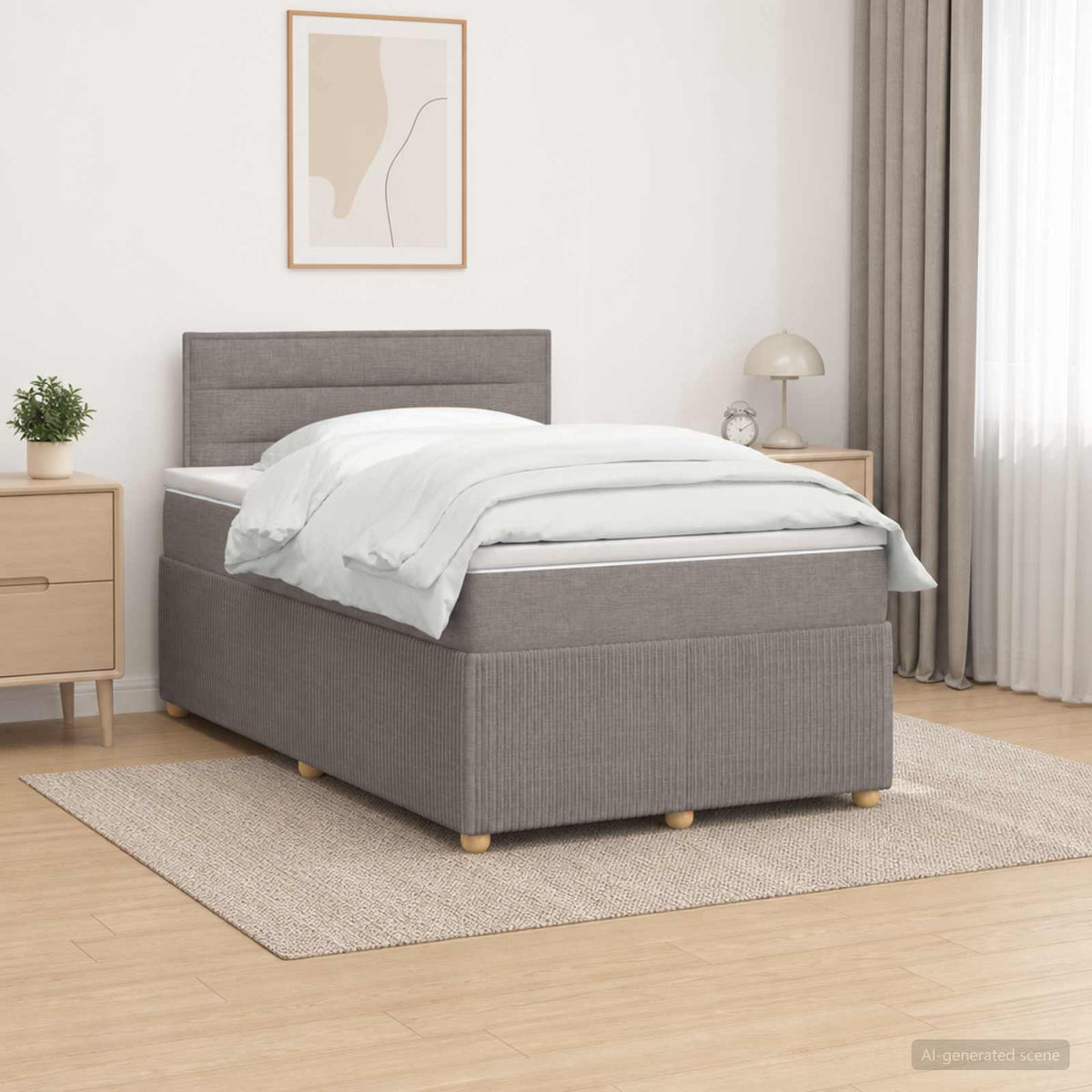 Letto box spring con materasso Tortora 120 x 190 cm Tessuto | homemem39
