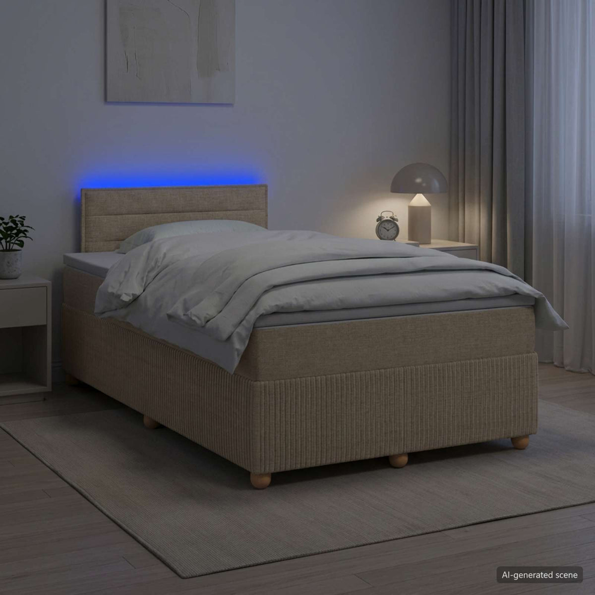 Letto box spring con materasso Crema 120 x 190 cm Tessuto | homemem39