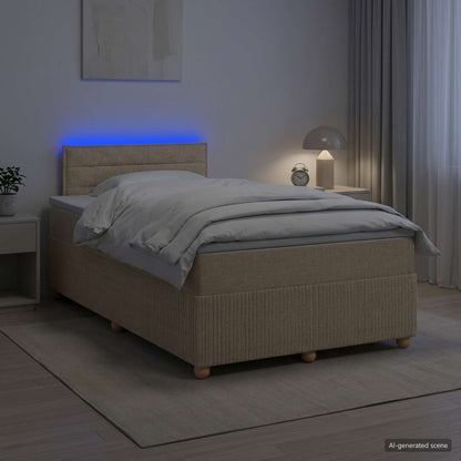 Letto box spring con materasso Crema 120 x 190 cm Tessuto | homemem39