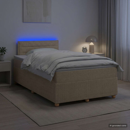 Letto box spring con materasso Crema 120 x 190 cm Tessuto | homemem39