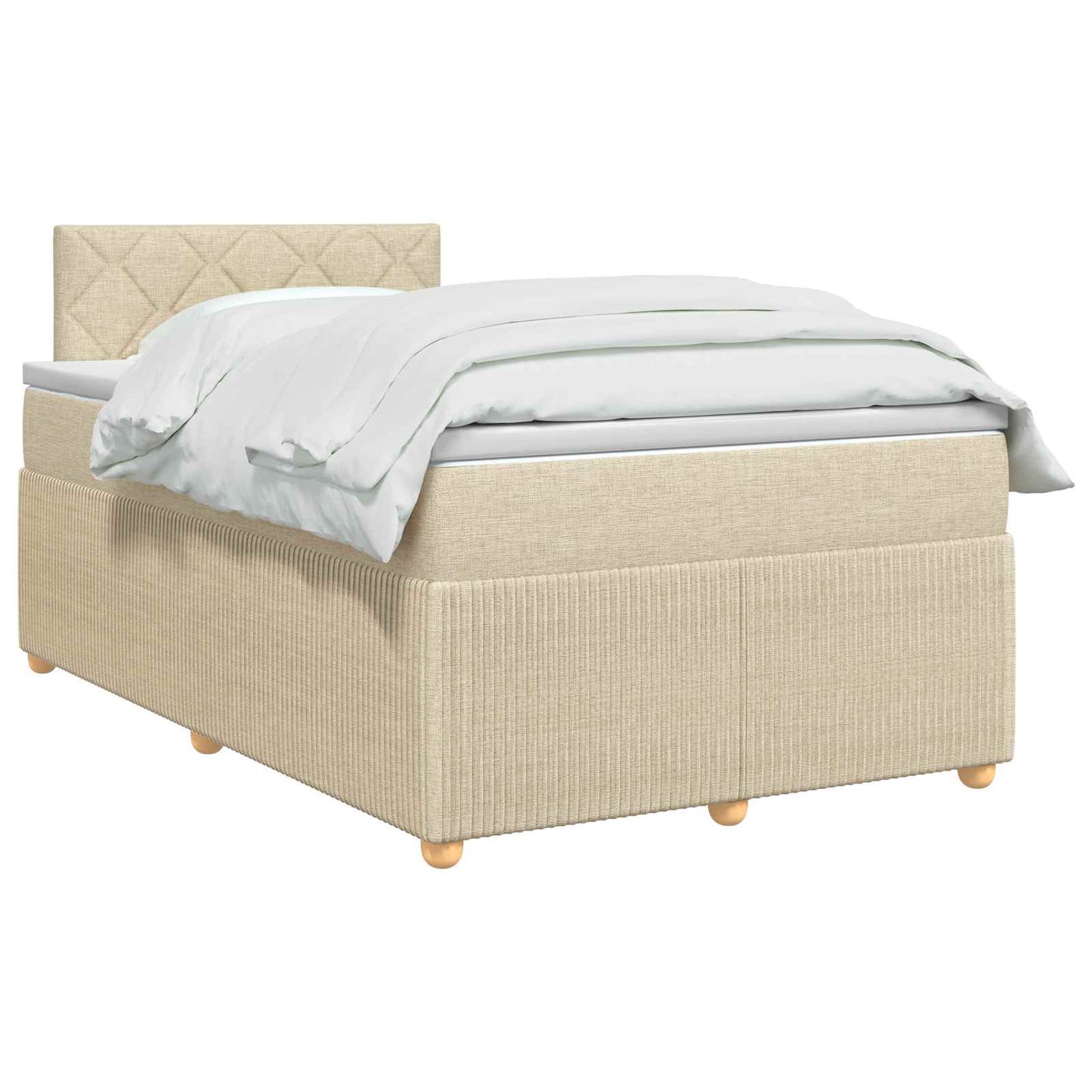 Letto box spring con materasso Crema 120 x 190 cm Tessuto