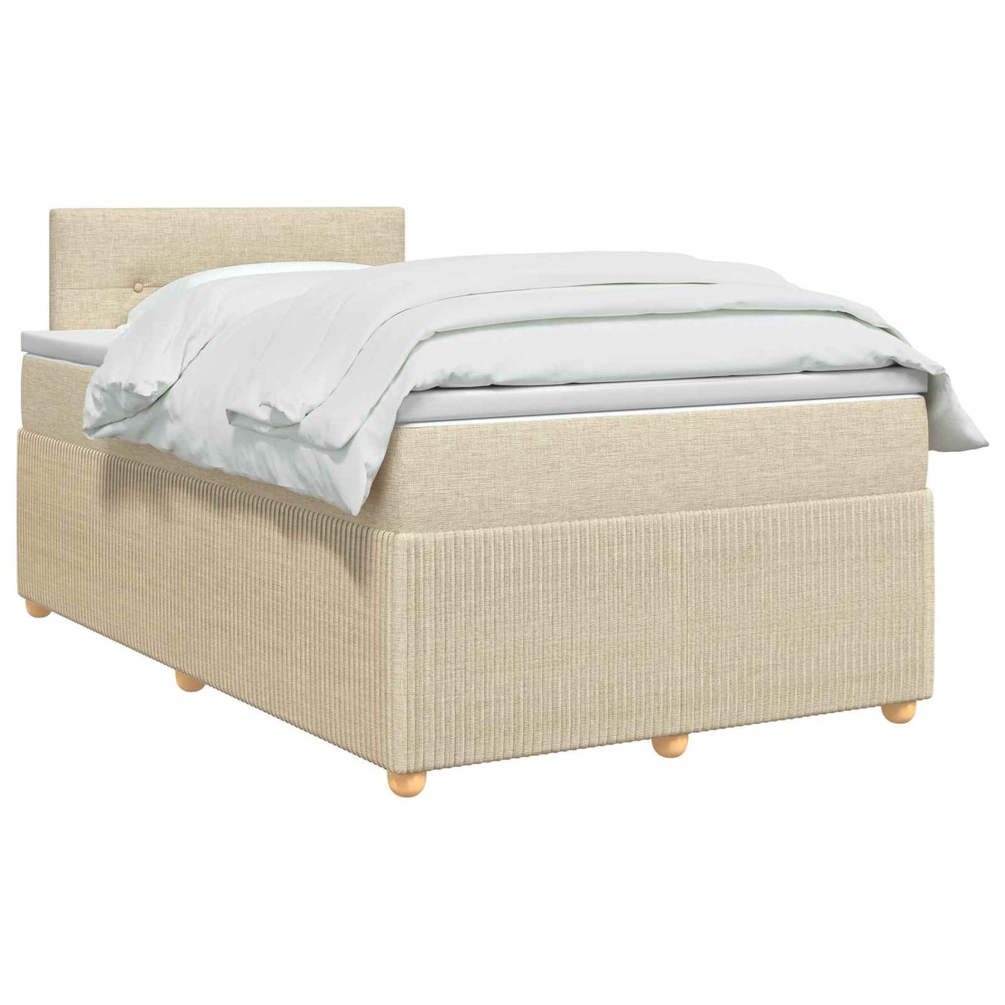 Letto box spring con materasso Crema 120 x 200 cm Tessuto