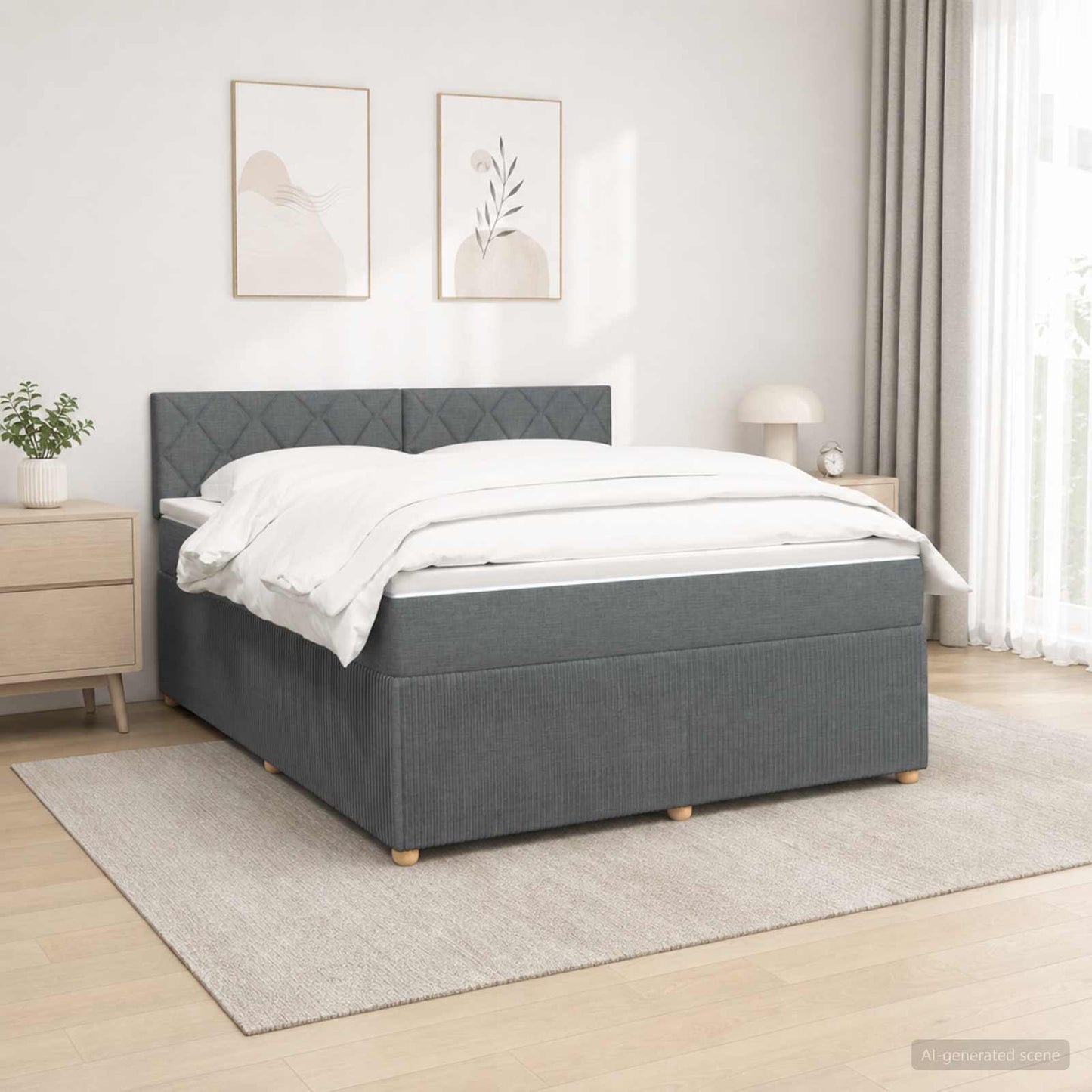 Letto box spring con materasso Grigio Scuro 160 x 200 cm | homemem39