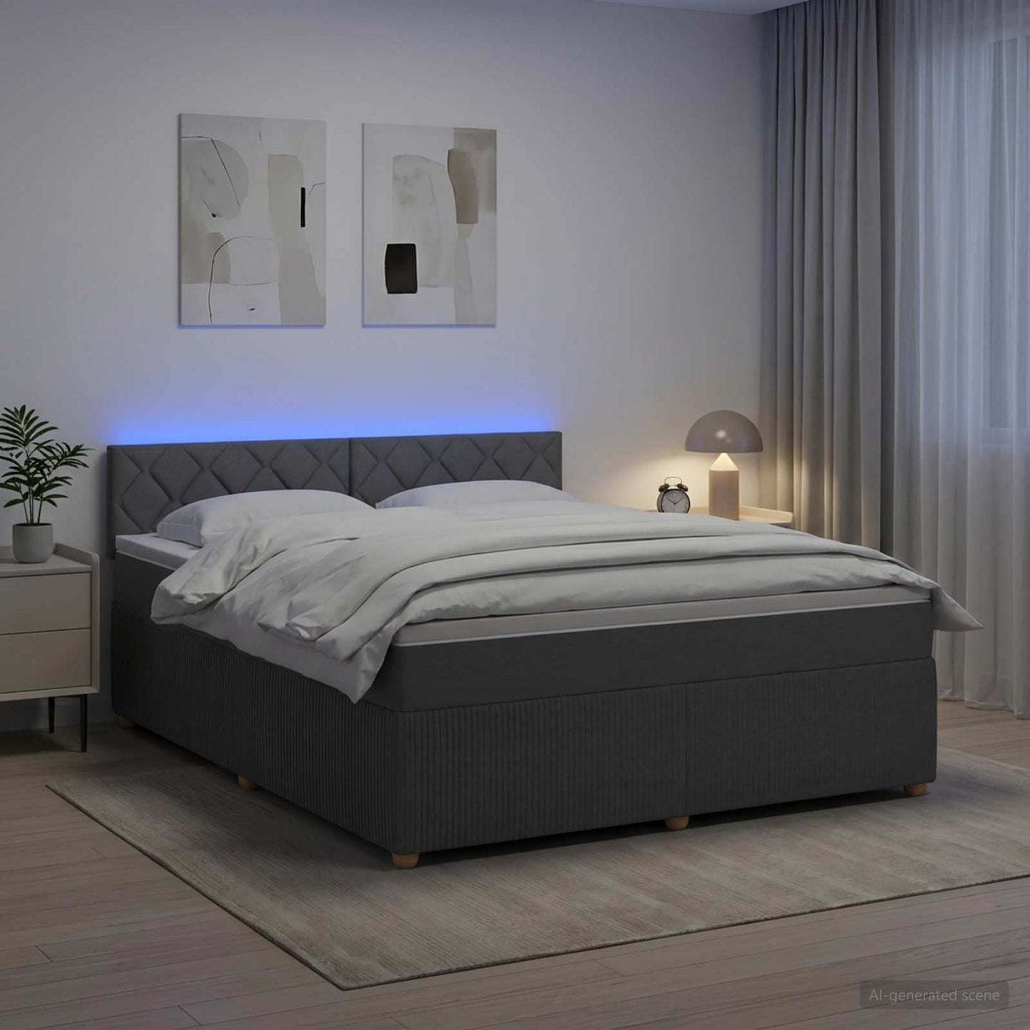 Letto box spring con materasso Grigio Scuro 160 x 200 cm | homemem39