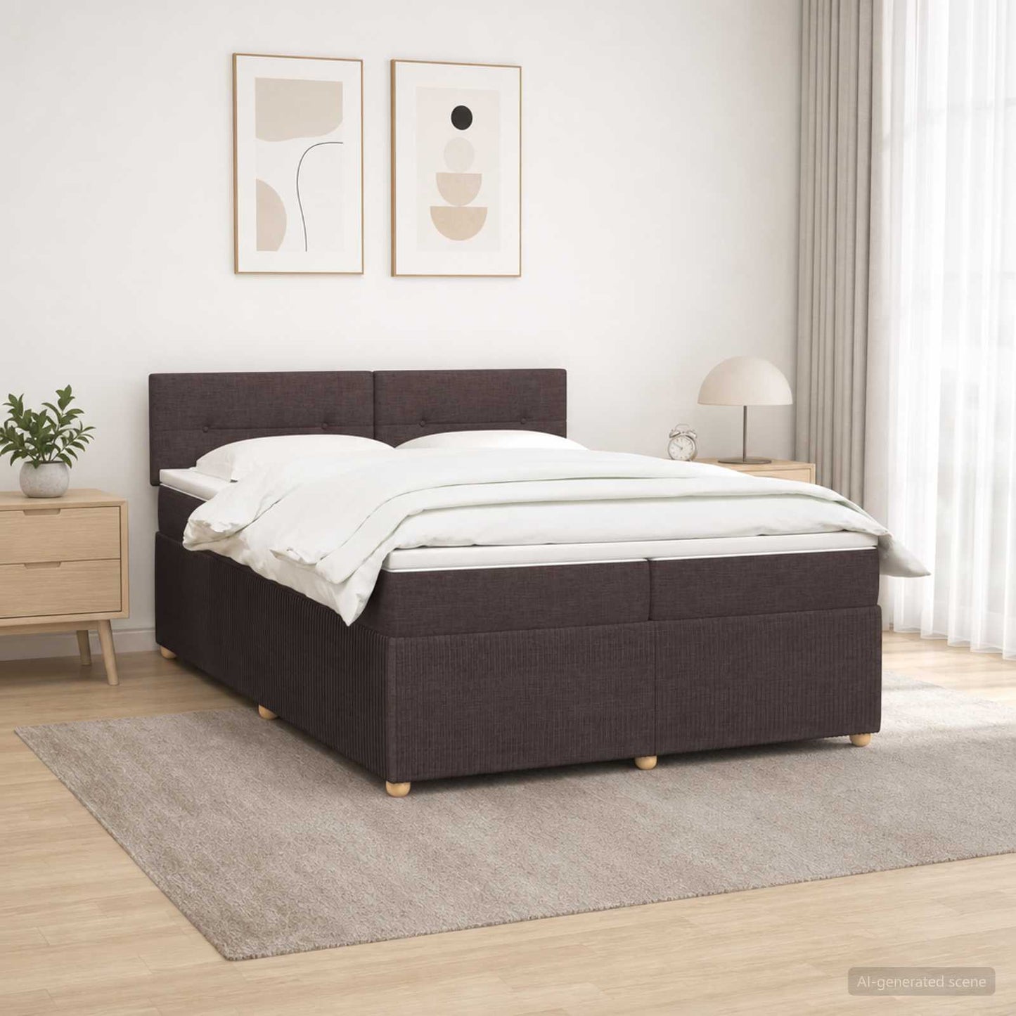 Letto box spring con materasso Marrone Scuro 200 x 200 cm | homemem39