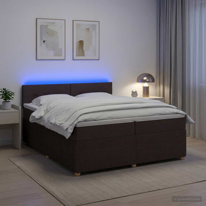 Letto box spring con materasso Marrone Scuro 200 x 200 cm
